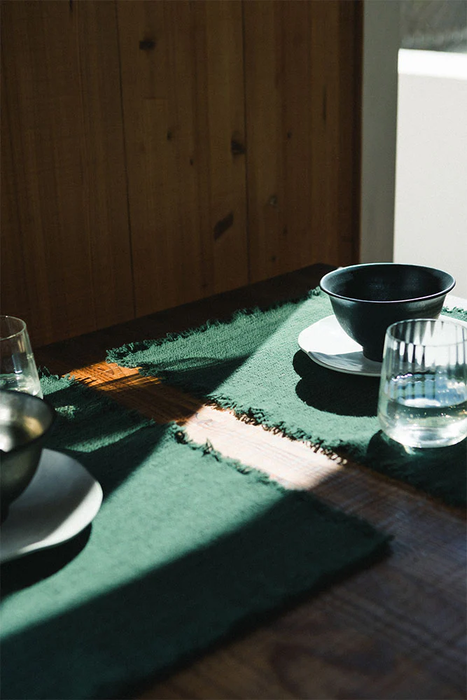 Handloom Placemats Duck green (Set of 2) - Image 4