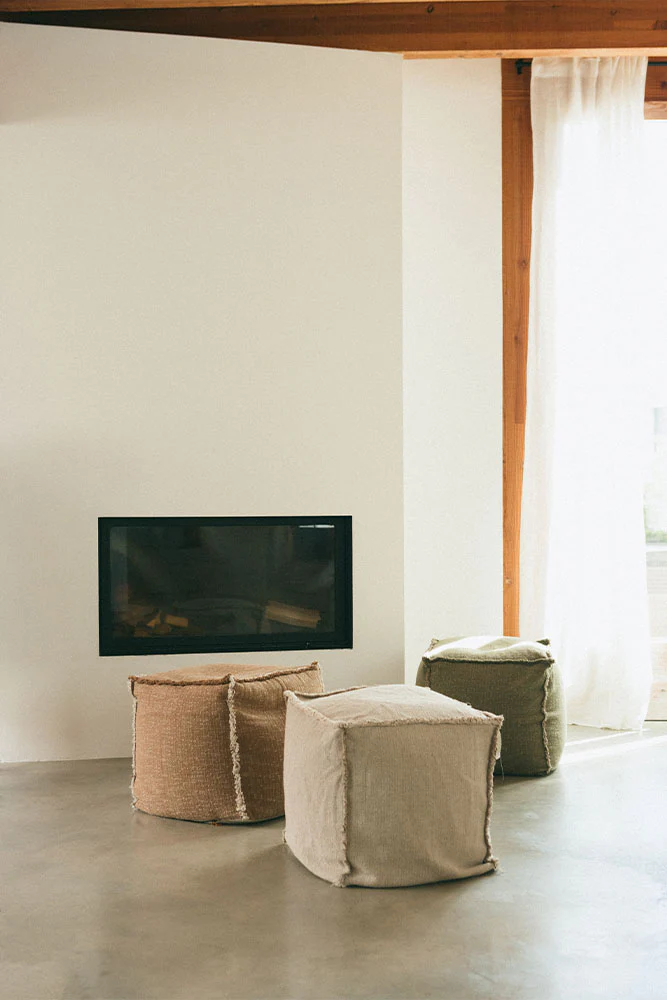 Handloom Pouf Beige - Image 6