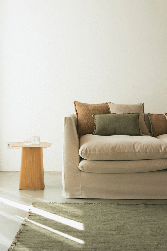 Handloom Square Cushion Kaki - Image 3