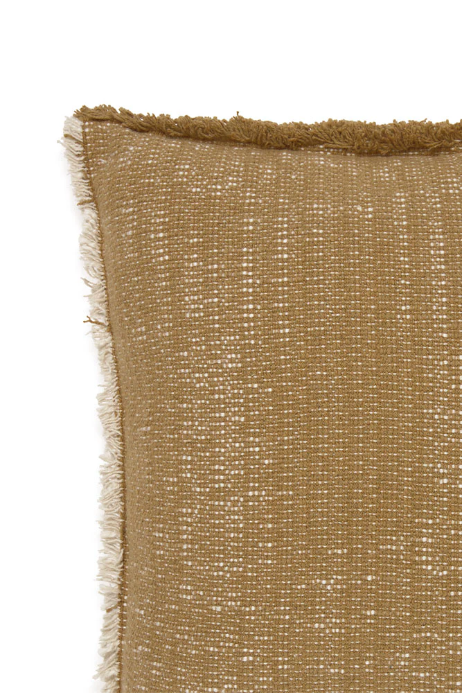 Handloom Square Cushion Ochre - Image 3