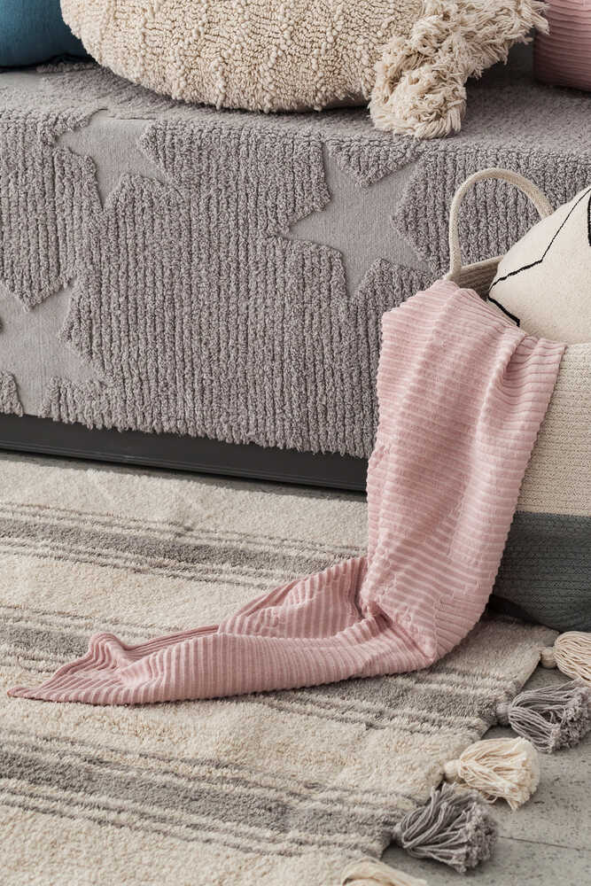 KNITTED BABY BLANKET HIPPY STARS-VINTAGE NUDE - Image 2