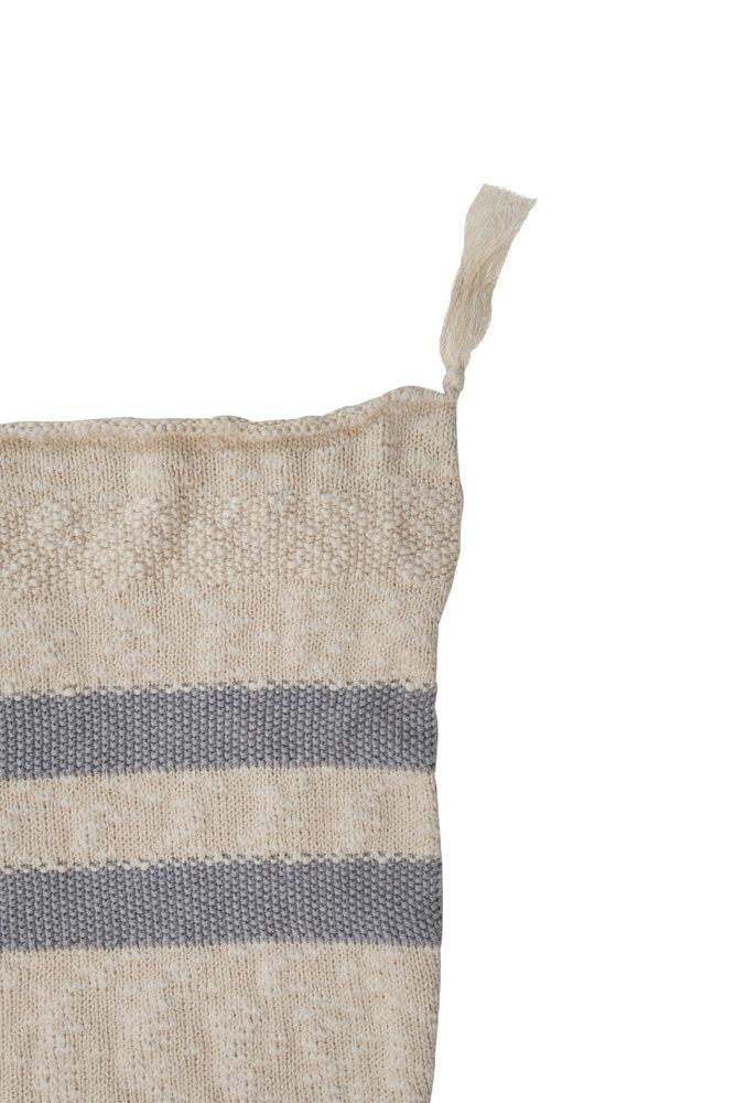 KNITTED BLANKET STRIPES NATURAL - GREY - Image 3