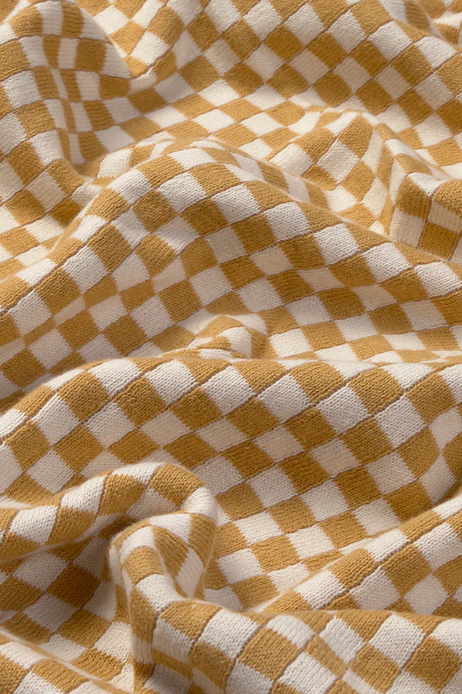 KNITTED BLANKET TILES HONEY - Image 3