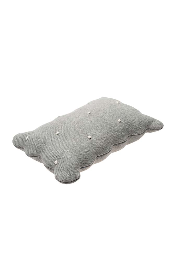 KNITTED CUSHION BISCUIT GREY - Image 2