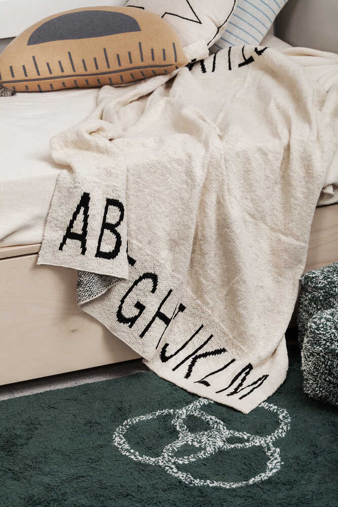KNITTED BLANKET ABC NATURAL/BLACK - Image 9