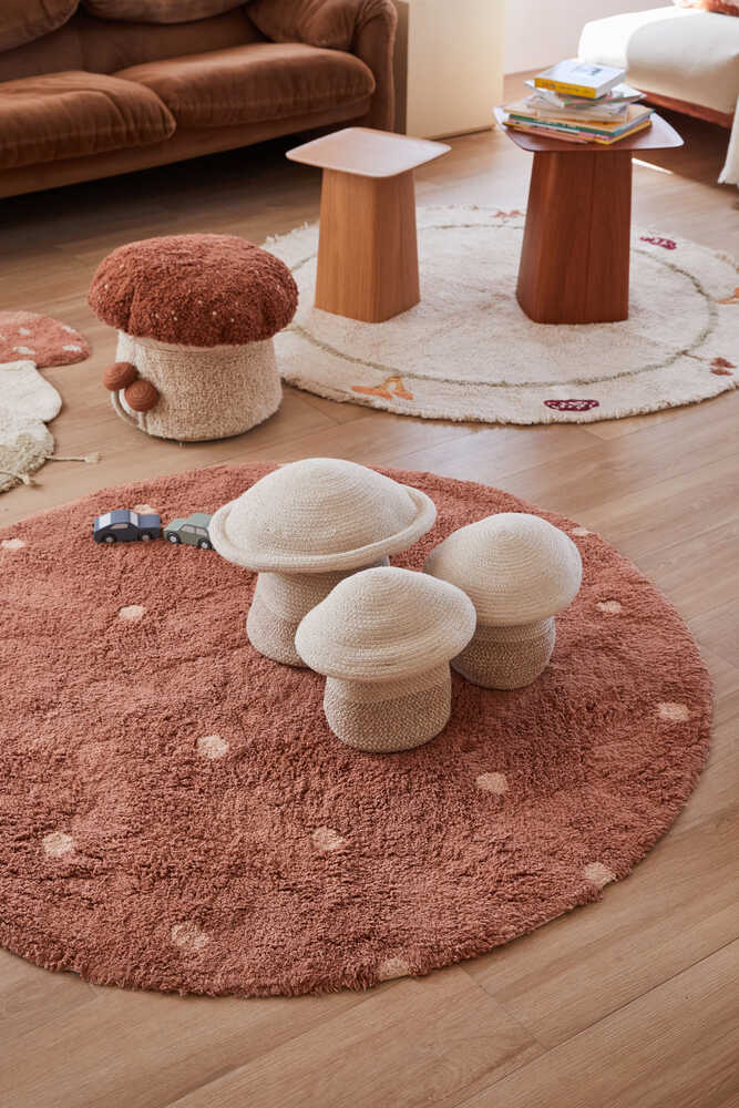 WASHABLE RUG ROUND DOT CHESTNUT - Image 2