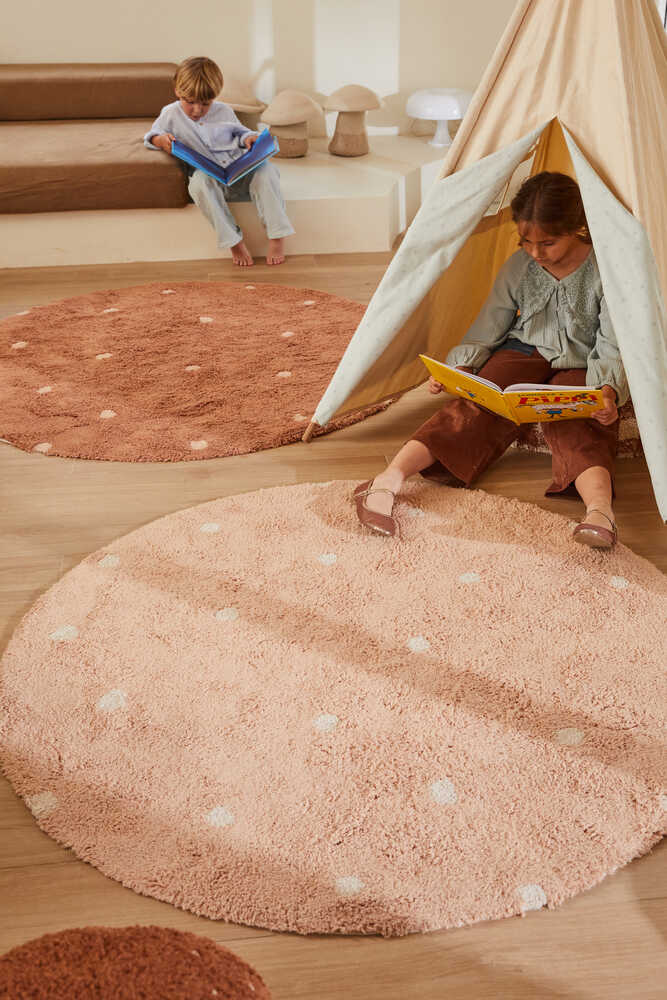 WASHABLE RUG ROUND DOT ROSE - Image 3