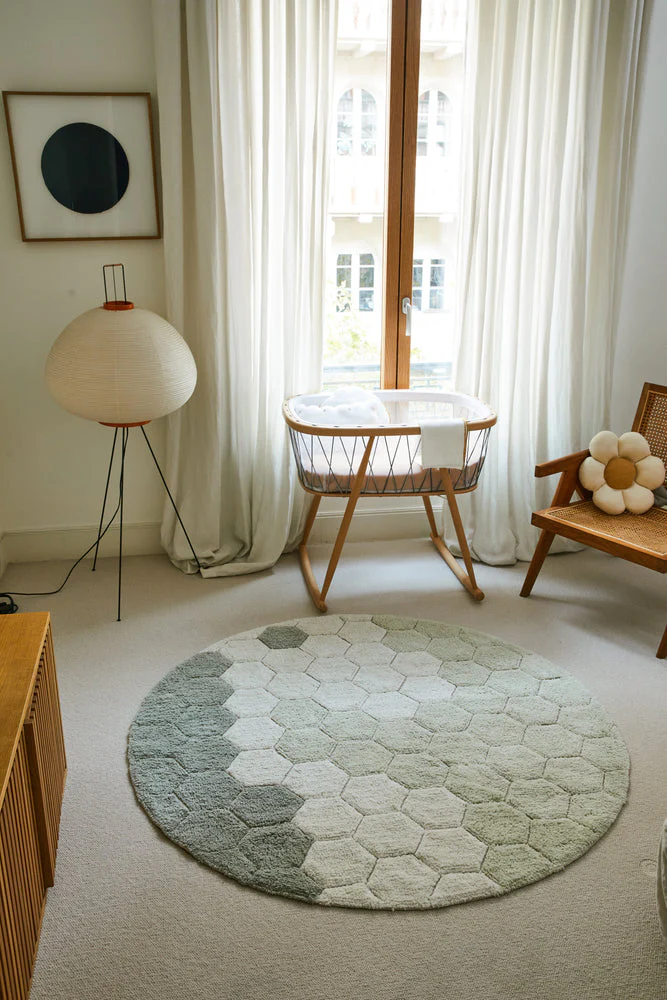 WASHABLE RUG ROUND HONEYCOMB BLUE SAGE - Image 2