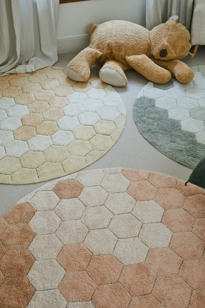 WASHABLE RUG ROUND HONEYCOMB GOLDEN - Image 3